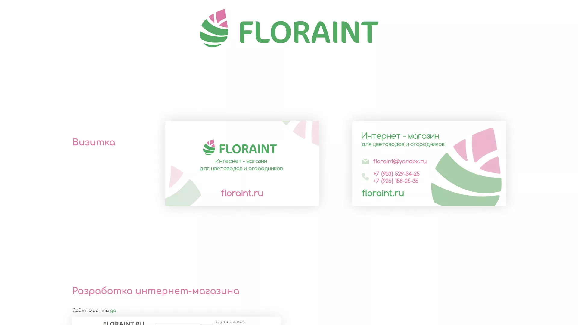 Создание логотипа и интернет-магазина «FLORAINT» в Балашихе