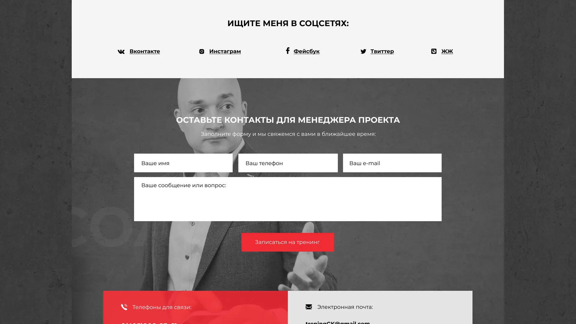 Разработка сайта для бизнес-тренера в Балашихе