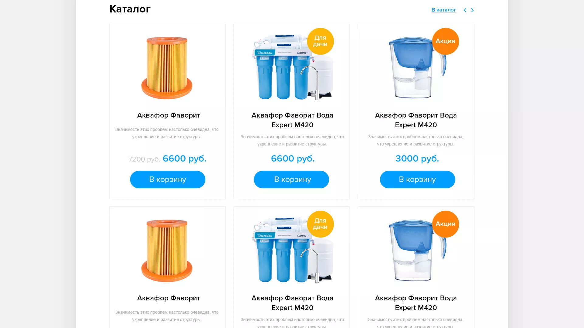 Создание интернет-магазина «Водолей» по продаже фильтров очистных сооружений в Балашихе